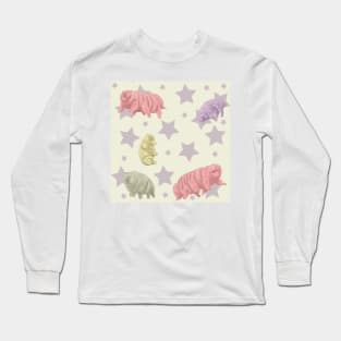 Tardigrade Pattern Cream with Stars Long Sleeve T-Shirt